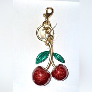 COACH NWT Glitter Cherry Keychain with Gold Hardware